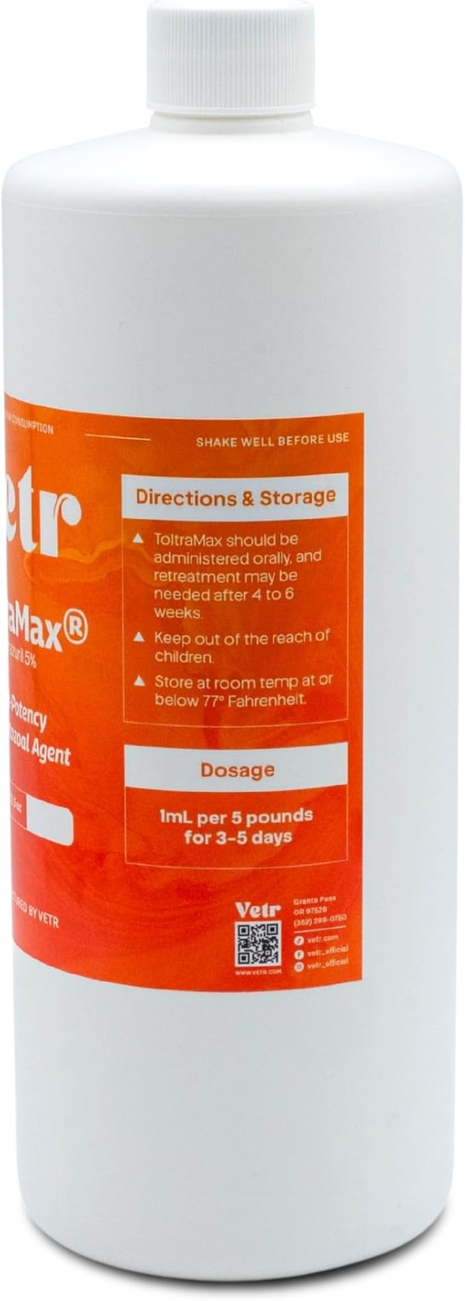Toltrazuril 5.0% for Horses, Dogs, Cats, 960mL/32.4Ounce, for Non-Food Chain Animals, Alfalfa
