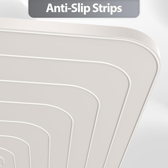 Silicone Dog & Cat Food Mat with Raised Edge, 24"x16" Extra Thick Waterproof Non-Slip Pet Feeding for Food and Water Bowls, Spill Proof Mat to Protect Floors, BPA Free Dishwasher-Safe,Beige Gray