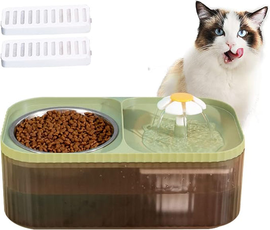 Cat Fountain Water Bowl Stainless Steel, 101oz/3L Automatic Pet Water Fountain, Dog Water Dispenser Cat Feeding Watering Supplies with 2 Filters for Cats, Dogs, Pets Green