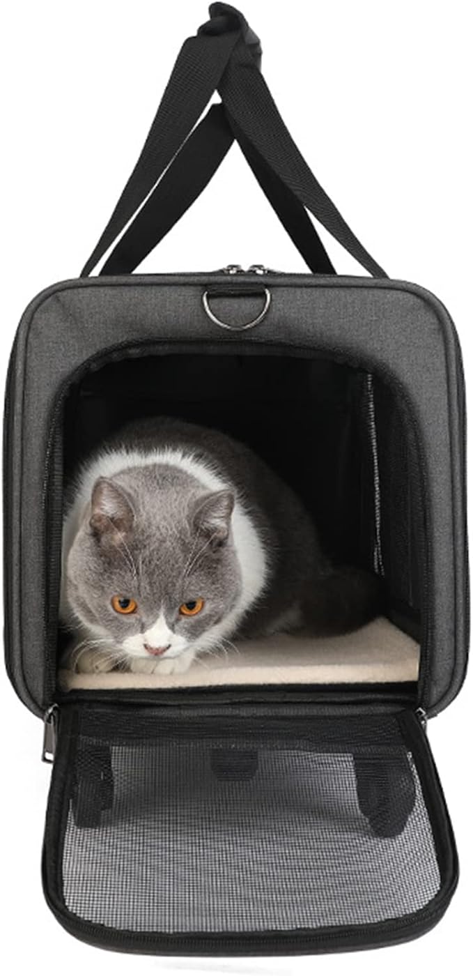 Cat Carrier, Airline Approved Dog Carrier with Wheels, Pet Carrier for Pet with Telescopic Walking Handle,Easy to Fold for Small Cats and Dogs