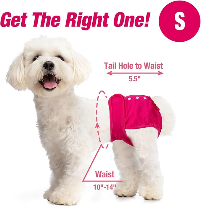Pet Soft Washable Female Diapers (3 Pack) Female Dog Diapers, Comfort Reusable Doggy Diaper for Girl Dog in Period Heat (Classy, S)