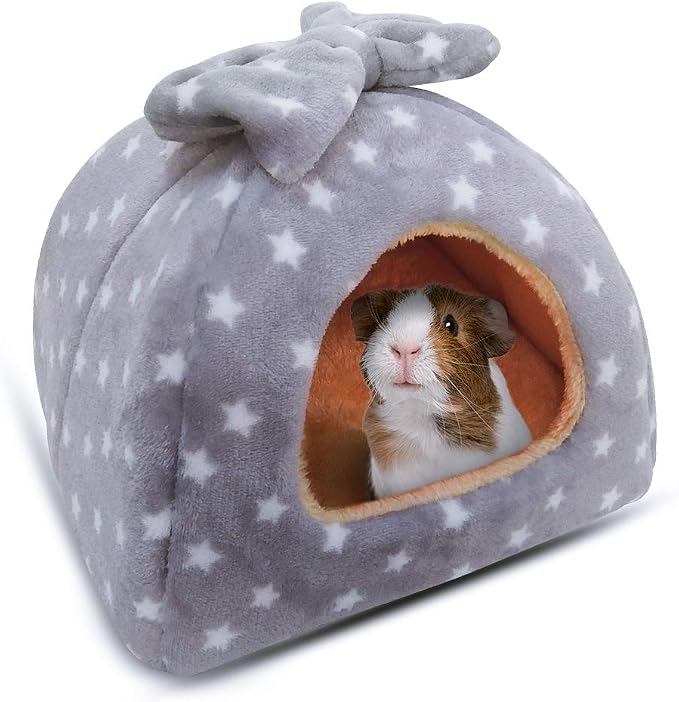 HOMEYA Small Animal Pet Bed, Sleeping House Habitat Nest for Guinea Pig Hamster Hedgehog Rat Chinchilla Hideout Bedding Snuggle Sack Cuddle Cup Cage Accessories with Removable Washable Mat- XL(Grey)