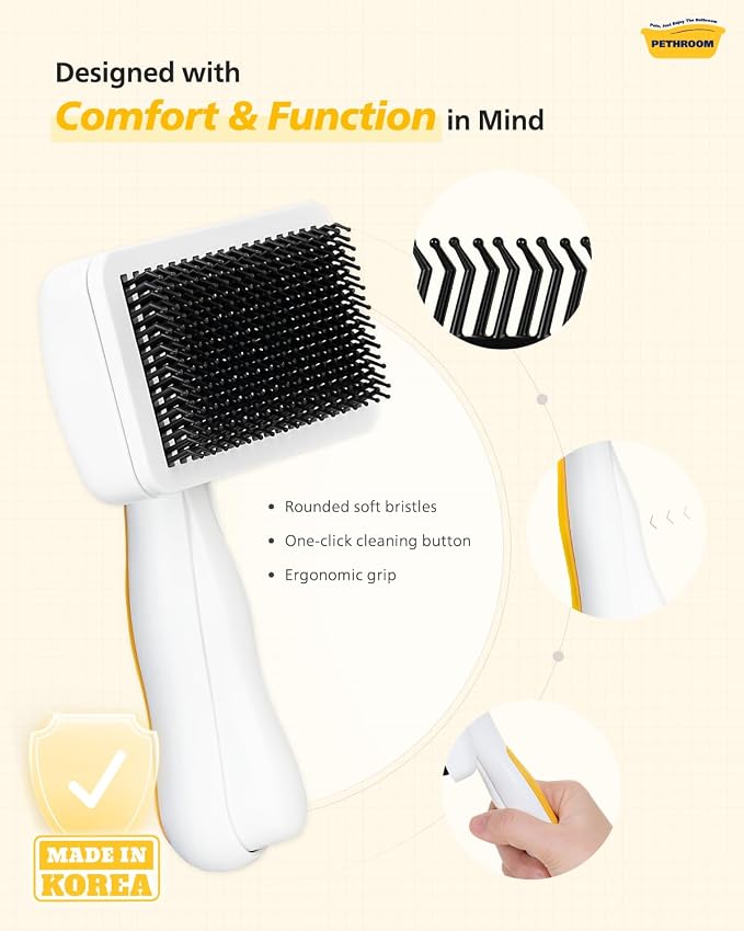 [PETHROOM] Healing Slicker Brush & Easy Facial Comb & Healing Brush Bundle | Pet Eye Booger Remover Rounded Comb & Coated Tips for Deshedding & Soothing Silicone Grooming Tool