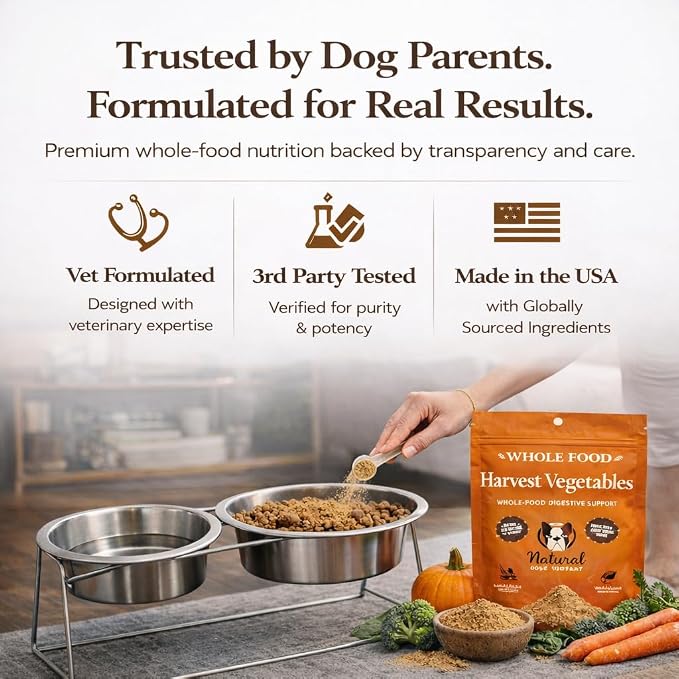 Natural Dog Company Harvest Vegetable Granules Dog Food Topper – Pumpkin Digestive Support Granules for Dogs, Fiber-Rich Superfood Blend for Gut Health, Holistic Care & Prebiotic Fiber, 8oz Bag