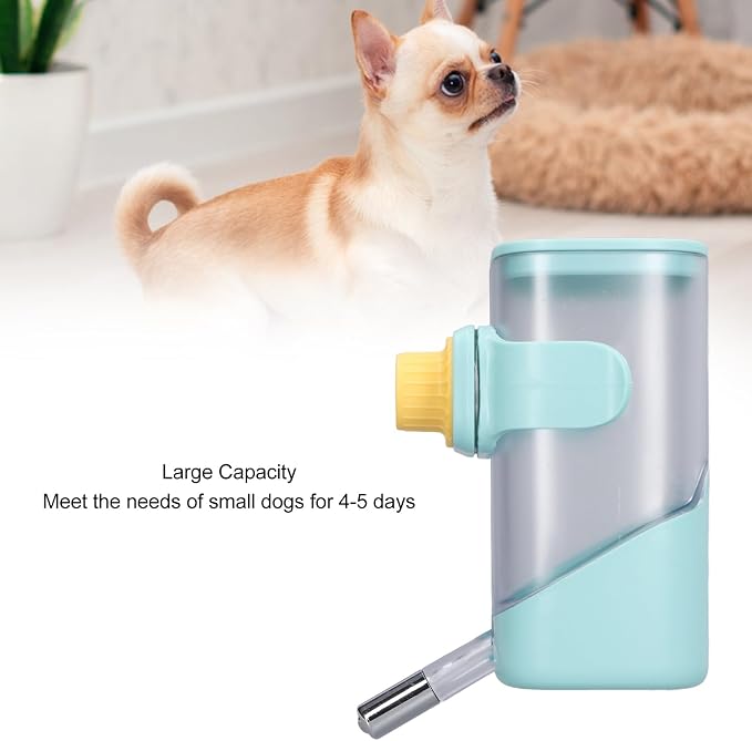 23.67oz Pet Water Feeder Bottle,Stainless Steel Cage Hanging Water Dispenser for Dogs,Cats,Hamsters,Rabbits (Green)