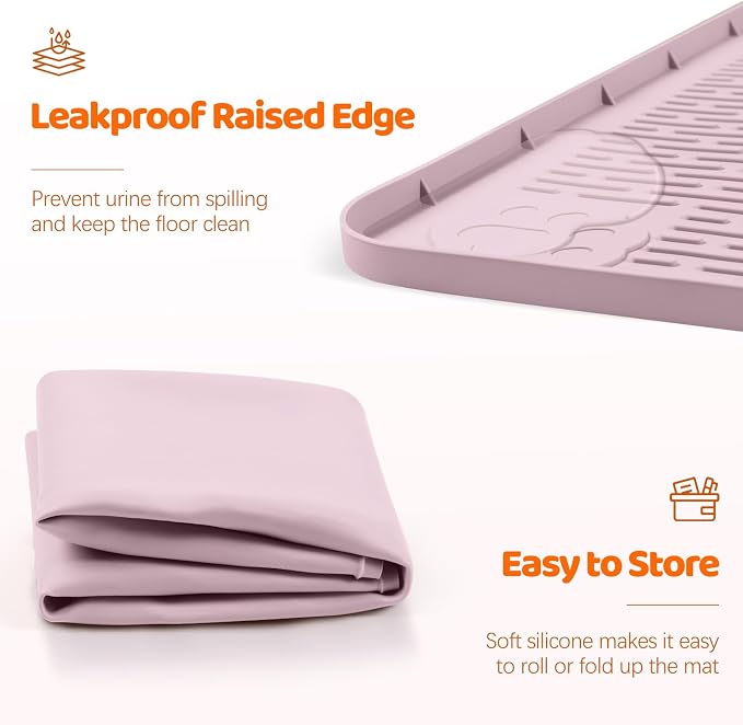 Pee Pads for Dogs, 50" x 35" Extra Large Reusable Silicone Mat, Washable Puppy Training Pads for Potty Training, Non-Slip, Leak-Proof, Indoor Floor Protection (Pink)
