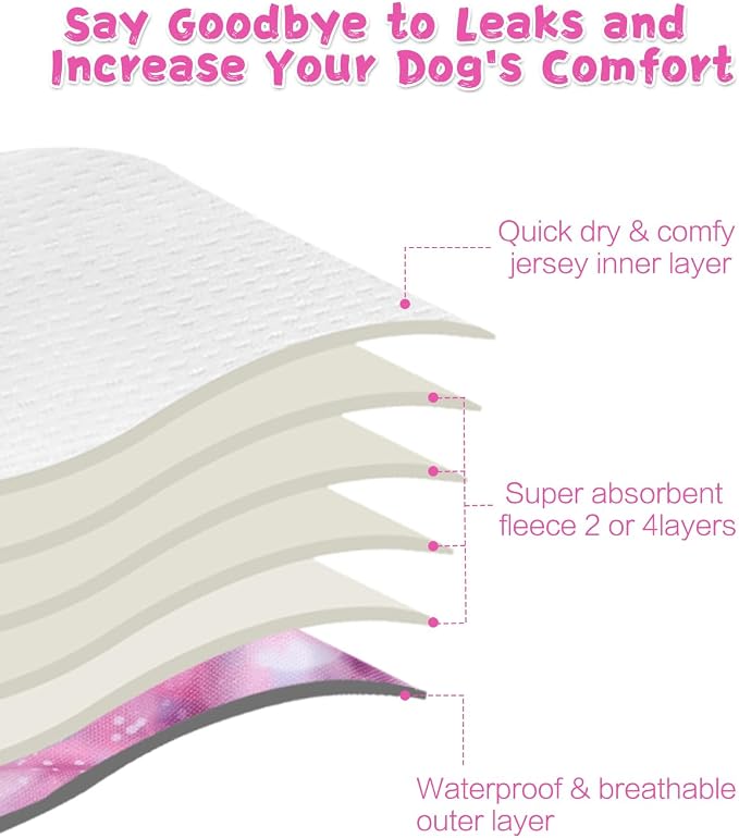 CuteBone Washable Female Dog Diapers 4 Pack Reusable Doggie Heat Diapers for Period FMG04XL