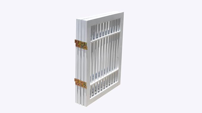Urnporium Pet Dog Gate Freestanding, Strong Durable Folding Wooden Fence, Portable Acacia Hardwood Safety Barrier for Indoor & Outdoor Use (White Pet Gate, 4 Panel 24" Tall)