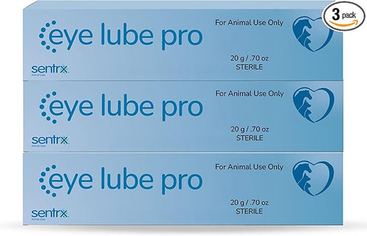 Sentrx - Eye Lube Pro Eye Drops for Dogs, Cats, and Horses, Hydrating Gel Eye Drops with Hyaluronic Acid and Carbomer Lubrication, for Dryness, Itching, and Irritation, 20g, 3 Pack