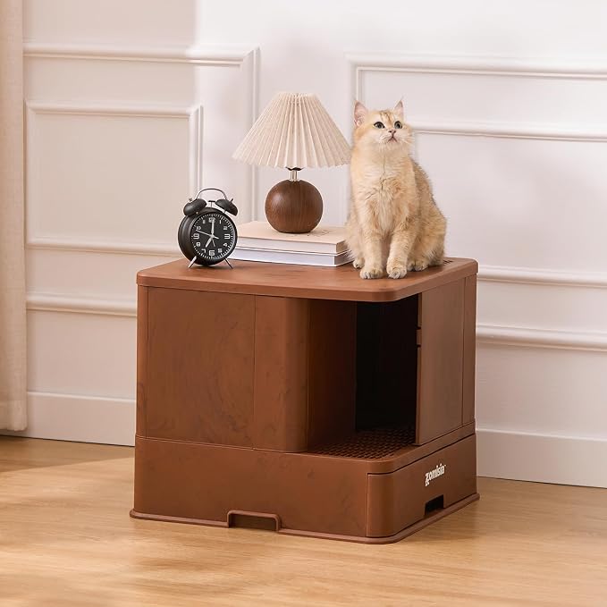ZOMISIA Extra Large Cat Litter Box with Hallway, Hidden Litter Box Enclosure with Drawer, Lid Top Covered with Carbon Filter for Odor Control, Leakproof and Easy to Clean