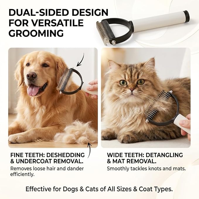 Pet Pro Grooming Tool for Dogs, Dual Sided Pet Grooming Comb, Deshedding Brush Removes Tangles Knots,Dematting Comb for Dogs and Cats