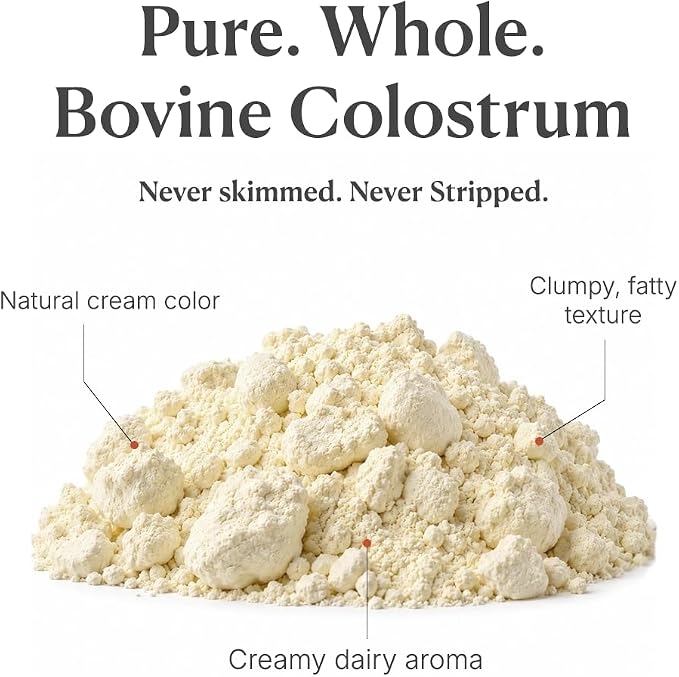Colostrum for Dogs - 25% IgG Whole Bovine Colostrum Powder Supports Immune & Gut - Digestive Health, Allergy, Skin & Itch Relief - No Fillers, Grass-Fed USA Sourced – 120g (~240 Scoops)