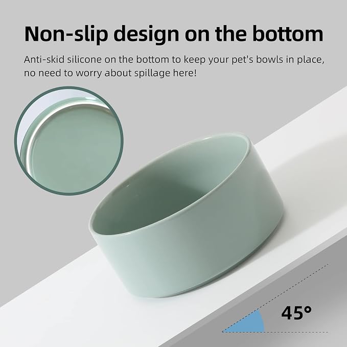 Havniva 7.3inch Ceramic Raised Dog Bowl with Stand, Double Dog Bowls Elevated for Medium Breed Dog Food and Water Bowl Set Non-Slip Dog Dish Large Capacity Feeding Pet Water Bowl