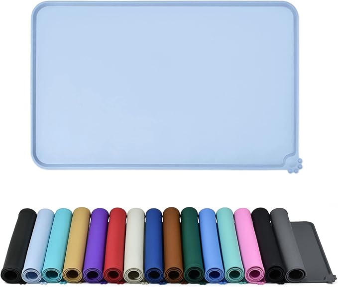 Reopet Silicone Pet Feeding Mat - Waterproof & Non-Slip Dog Cat Placemat | High Raised Edges Prevent Food & Water Spills to Protect Floors, Easy to Clean, Fit for Dog Cat Bowls