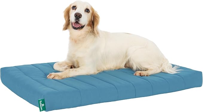 Furhaven Orthopedic Dog Bed – Puffy Quilted Foam Mattress with Removable Washable Cover, Soft & Supportive for Kennels & Crates - Large, Lagoon