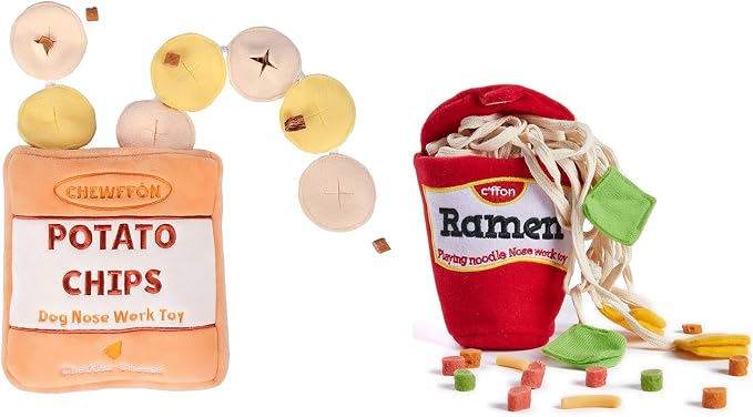 CHEWFFON Dog Toys, Dog Puzzle Toys Ramen & Snuffle Dog Toy,Hide and Seek Dog Toys Potato Chips