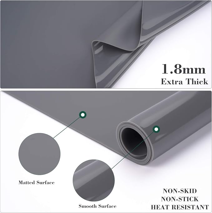 Gartful Silicone Mat Dark Gray 31.5" x 23.6" x 0.07", Large Crafts Sheet, Desk Work Pad, Countertop Protector, Heat Resistant Table Placemat, Resin Casting Molds, Nonstick