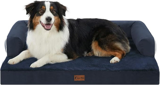 Orthopedic Dog Beds for Medium Sized Dogs, Waterproof Egg Crate Foam Medium Dog Couch Beds for Crate 35x22Inch, Washable Pet Beds with Removable Cover and Nonskid Bottom, Navy Blue