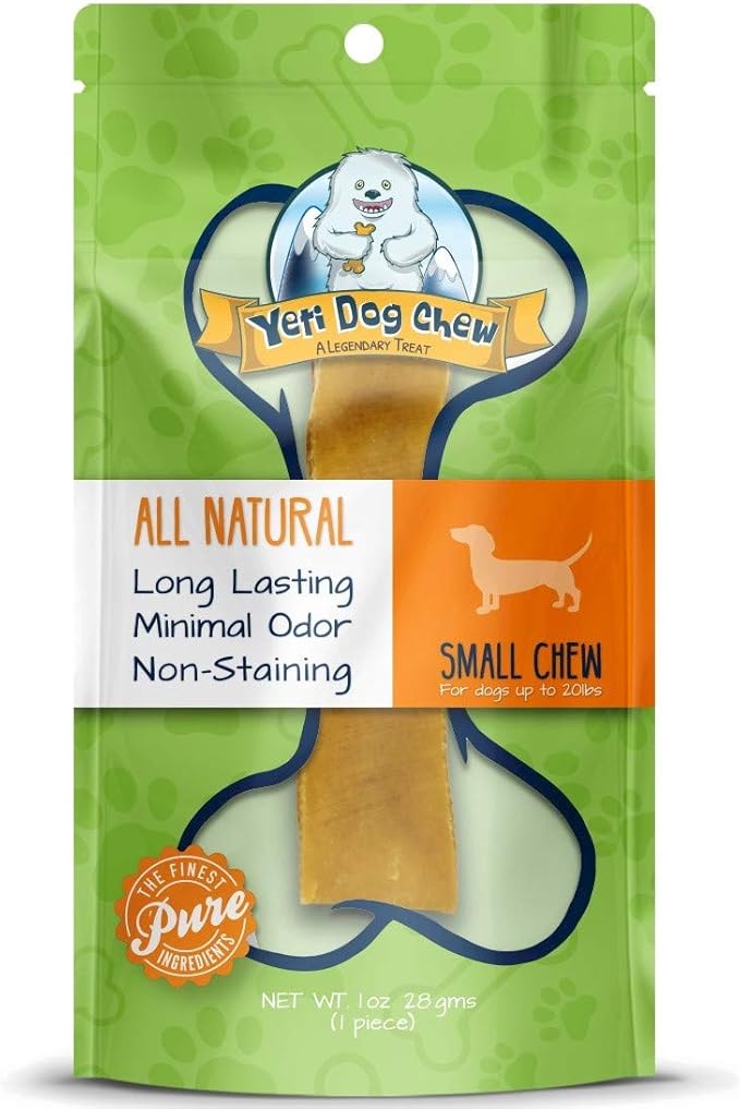 Yeti Dog Chew - Yak Cheese Himalayan - Healthy Long Lasting - Yak Chews for Large, Medium and Small Dogs - Yak Bones for Dogs - Natural Yak Cheese - 1 Piece, Small, 1.3 oz