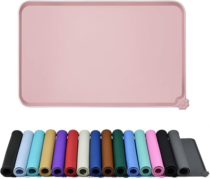 Reopet Silicone Pet Feeding Mat - Waterproof & Non-Slip Dog Cat Placemat | High Raised Edges Prevent Food & Water Spills to Protect Floors, Easy to Clean, Fit for Dog Cat Bowls