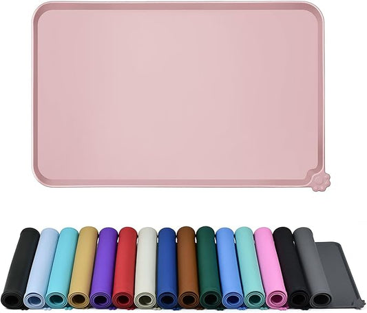 Reopet Silicone Pet Feeding Mat - Waterproof & Non-Slip Dog Cat Placemat | High Raised Edges Prevent Food & Water Spills to Protect Floors, Easy to Clean, Fit for Dog Cat Bowls