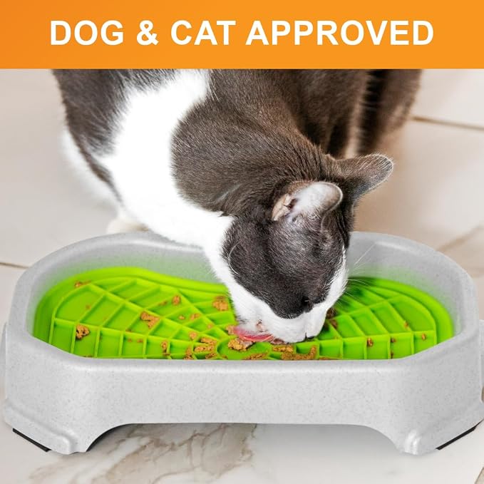 Neater Pets Neat-LIK Dog Lick Mat w/Mess-Proof Tray, Lick Mat for Dogs, Cats, Puppy, Reduces Anxiety & Boredom, Peanut Butter Slow Feeder, Interactive Treat Licking Pad (Purple & Green/Vanilla Bean)