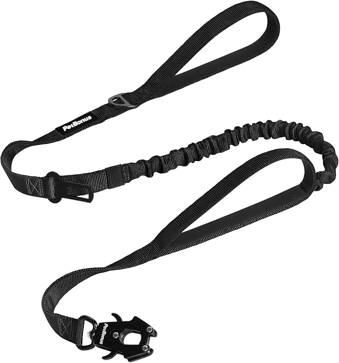 PetBonus Heavy Duty Tactical Dog Leash and 2-Pack Large Silicone Collapsible Dog Bowls