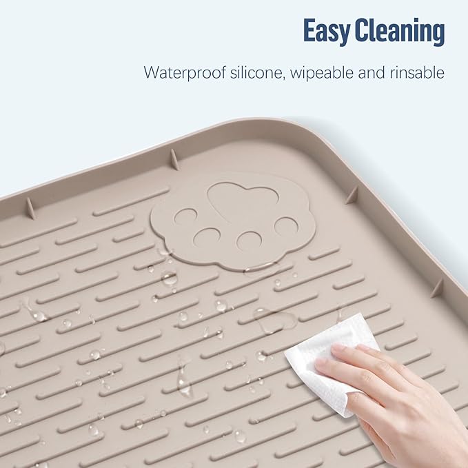 Pee Pad Holder for Dogs, 40" x 40" Silicone Pee Tray Mat Leak-Proof, High Edge, No Spill Pet Pad Holder for Puppy, Cat, Rabbit, Training Pads for Floor Protection, No Pee Pads (Khaki)