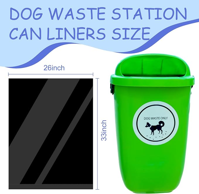 2 Packs 100pcs Black Dog Waste Bags 26" W x 33" l Dog Waste Station Can Liners Heavy Duty Thick Large Poop Bags for Pet Refill Rolls for Doggy Pet Outdoor