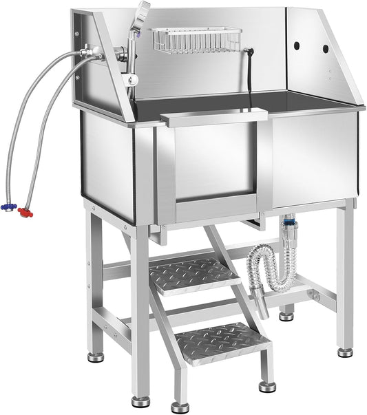 Electric Dog Bathing Station for Large Dogs, Height Adjustable Stainless Steel Dog Pet Washing Station, Professional Dog Grooming Tub with Electric Lift, Pet Wash Bath Station