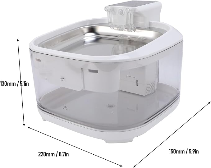 4.5L Stainless Steel Cat Water Fountain, Quiet Battery Operated Pet Water Fountain for Cats and Dogs with Motion Sensor, Ultra Quiet Pump, Multi Filtration with Auto Cycle System