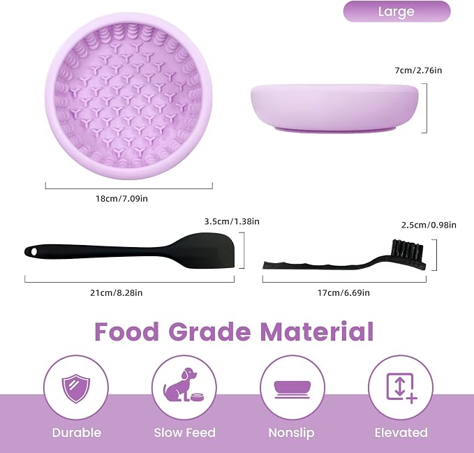 Dog Slow Feeder Licking Bowl,Freezeable Anxiety Relief Treat Dispenser, Non-Slip Anti-chocking Pet Dish, Interactive Puzzle Toy for Mediuml Large Breed,Freezable BPA Free Silicone Dishwasher Safe