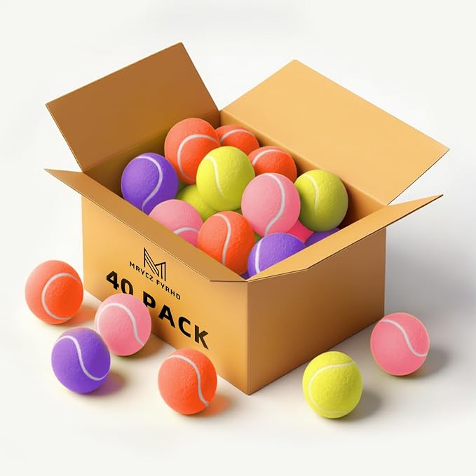 30/40 Pack Training Tennis Balls, Pet Dog Playing Balls, Practice Tennis Balls with Mesh Bag for Transport and Beginner Training