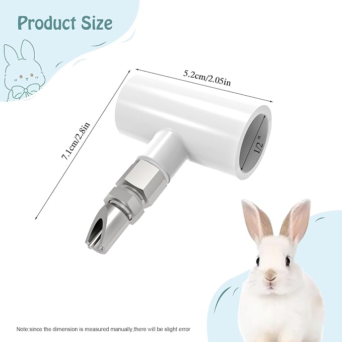 6pcs Stainless Steel Rabbit Water Nipples Automatic PVC Tees Rodent Waterering System