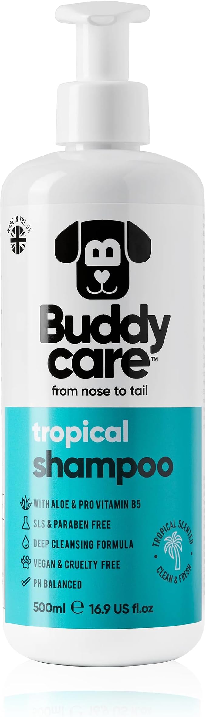 Tropical Dog Shampoo by Buddycare | Dry Skin & Itchy Skin Relief for Smelly Dogs | Deep Cleansing Shampoo for Dogs Puppy Sensitive Skin | Dog Shampoo & Conditioner | with Aloe & Vitamin B5 (16.90oz)