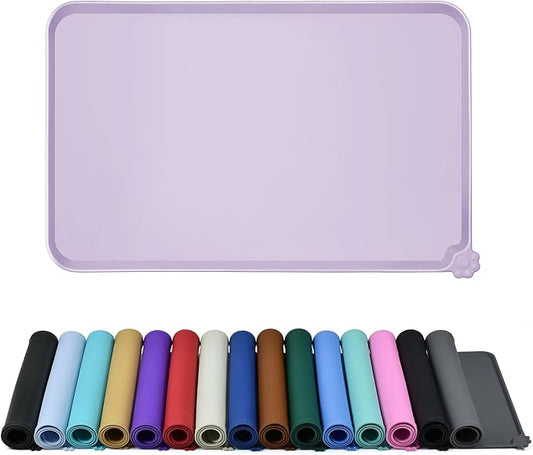 Reopet Silicone Pet Feeding Mat - Waterproof & Non-Slip Dog Cat Placemat | High Raised Edges Prevent Food & Water Spills to Protect Floors, Easy to Clean, Fit for Dog Cat Bowls