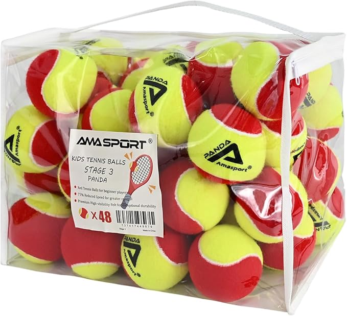AMA SPORT Tennis Balls - 25%-50%-75% Low Compression Stage Practice Tennis Balls for Beginners Youth Training