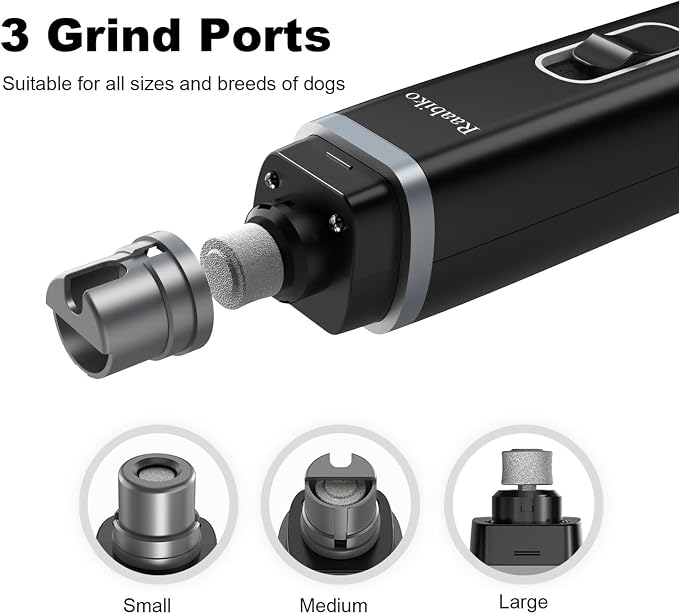 Pet Nail Grinder for Dogs & Cats, 2-Speed Electric Pet Nail Trimmer with LED Light, Painless Paws Grooming & Smoothing for Small Medium Large Dogs & Cats, Black