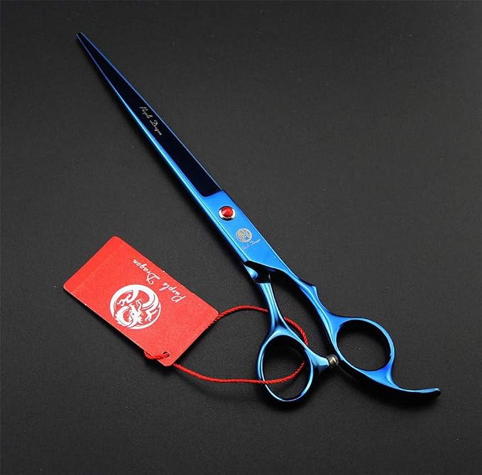 Purple Dragon 8.0" Titanium Multicolor Professional Pet Grooming Scissors Set,Straight & Thinning & Curved Scissors Shear with Bag for Dog Cat Grooming