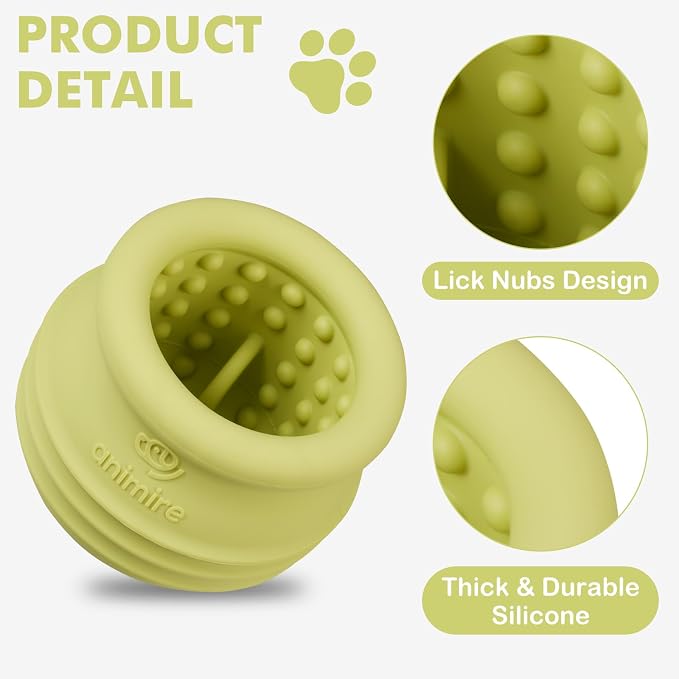 Treat Dispensing Dog Toy, Long-Lasting Interactive Puzzle Toys for Dogs, Stuffable Dog Enrichment Frozen Lick Treat Toy for Boredom, BPA Free Silicone Fetch Catch Chew Toy (Green,L)