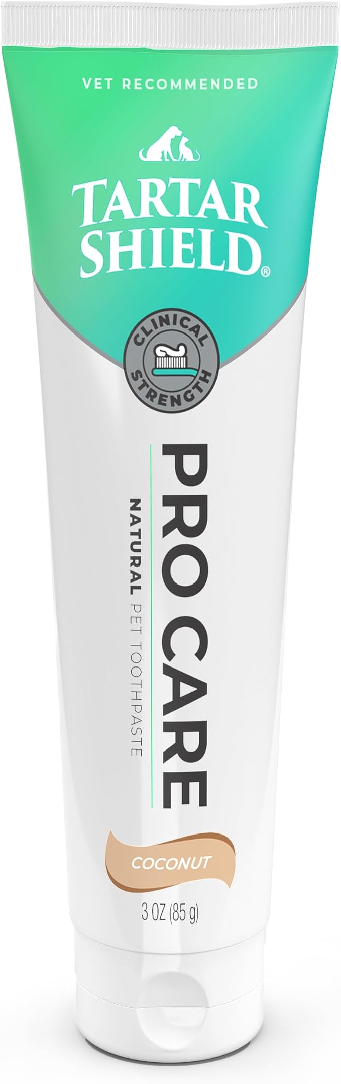 Tartar Shield® Pro Care Natural Coconut Toothpaste for Dogs & Cats, VOHC Accepted, Clinically Proven Plaque, Tartar & Halitosis Reduction, Human-Grade Ingredients, 3 oz.