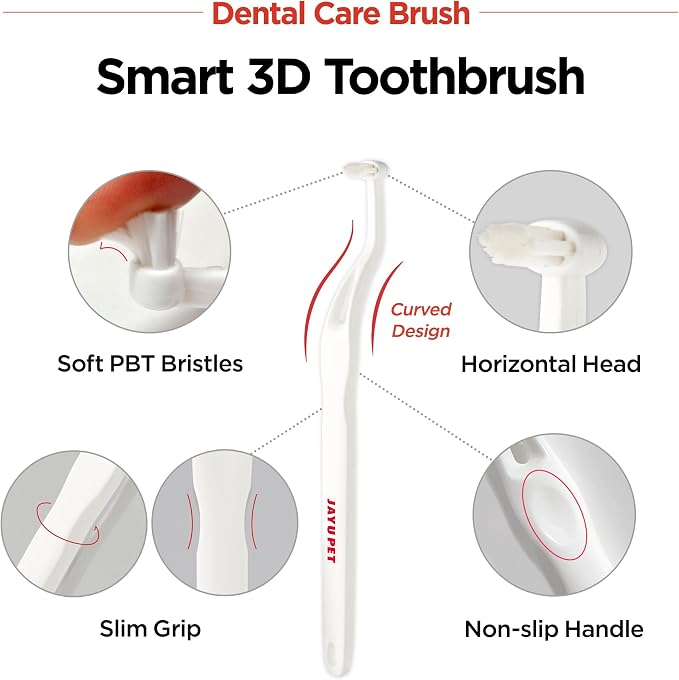 JAYU PET Dental Care Brush, Soft Bristles, 3ea | Dog Toothbrush, Cat Toothbrush, For Kitten and Small Dogs, Removes Old Plaque and Tartar, Easy Cleaning