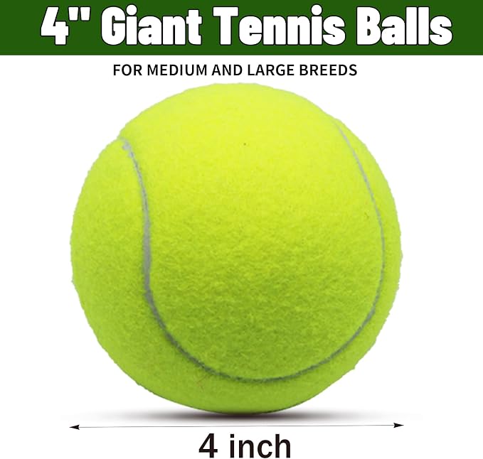 Magicorange Large Tennis Balls for Dogs, 4 Pack 4 Inch Big Tennis Ball Pet Chew Toy Large Balls for Outdoor/Indoor Sports(Multicolor, 4 Pack)