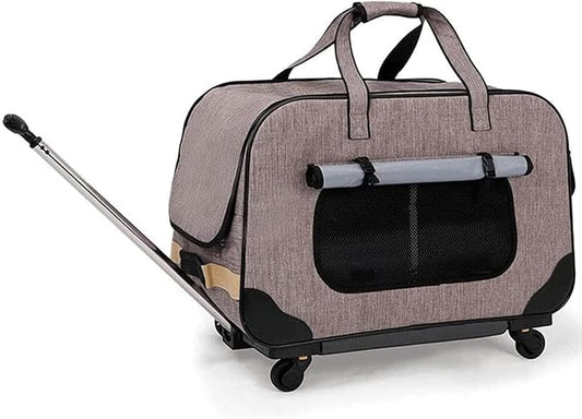 OLOTU Pet Backpack Two Sided Expandable Rolling Carrier, Pet Trolley Case with Two-Degree Adjustment Lever, Extra Spacious Cat Carrier Spacious