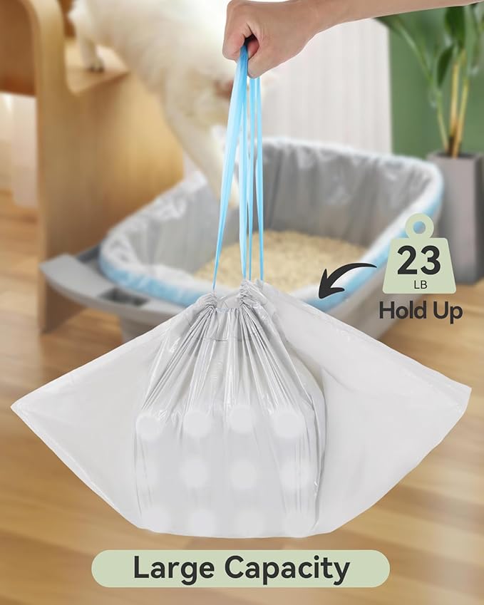 40 Count Automatic Cat Litter Box Bags Compatible with Petpivot Autoscooper 11/12 NeakasaM1 Open-Top Self-Cleaning Cat Litter Boxes, Leak-Proof Drawstring Trash Bags Replacement,27" x13",Holds 23 lbs