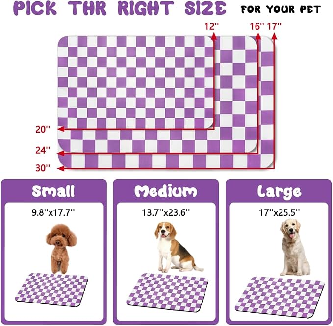 Dog Food Mats for Floors Waterproof, Pet Water Bowl Mats Pet Feeding Absorbent Placemats Plaid 12 * 20 inch