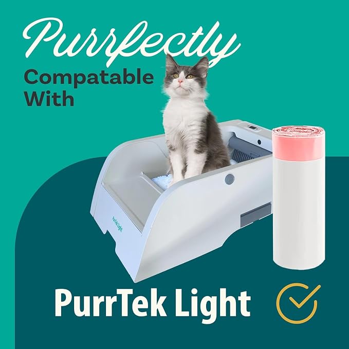 Petcove Cat Litter Box Liners, Carbon Litter Deodorizers Bundle For PurrTek Max & Light| Drawstring Bags for Automatic & Self-Cleaning Litter Boxes | Unscented (PurrTek Light Accessories)