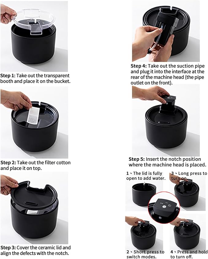 Cordless Ceramic Cat Water Fountain: 101.45oz/3L with 7 Filters Automatic Super Silent Intelligent Sensor Pet Drinking Dispenser with 2500mAh Battery Dog Water Bowl Dispenser (White)