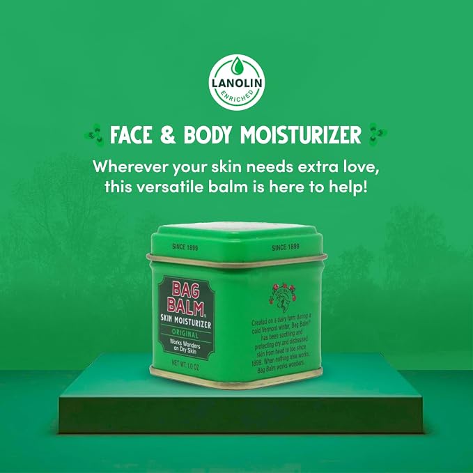 Bag Balm Vermont's Original Ointment, 1 Ounce Tin (Pack of 4), Moisturizing Ointment for Dry Skin that can Crack Split or Chafe on Hands Feet Elbows Knees Shoulders and More
