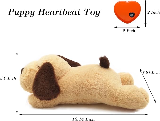 3T GROUP Puppy Heartbeat Toy for Dogs Sleep Aid Stuffed Animal with Heartbeat Toy for Puppy Essentials Pet Pillow Anxiety Relief Calming Toy(Yellow)